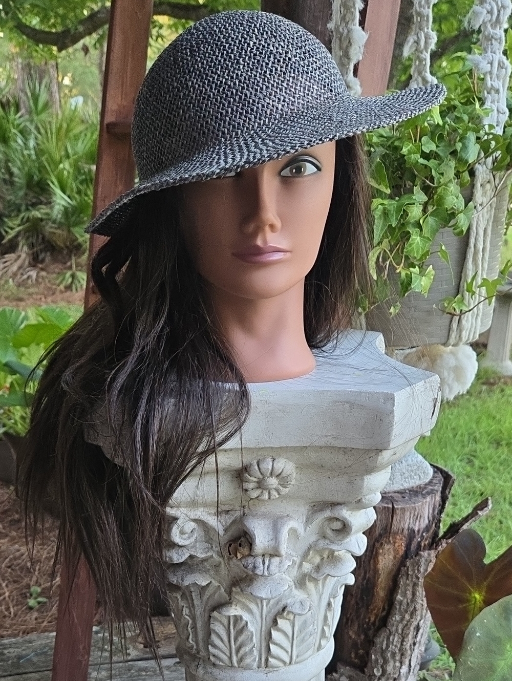 Slate Blue Minimalist Straw Sun Hat